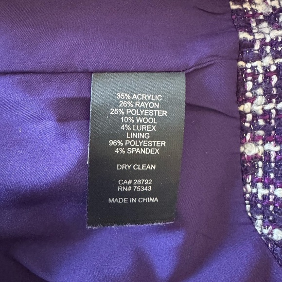 Women's House of Harlow 1960 Purple Blazer Chic Style Tweed Workwear Size M - Picture 5 of 6